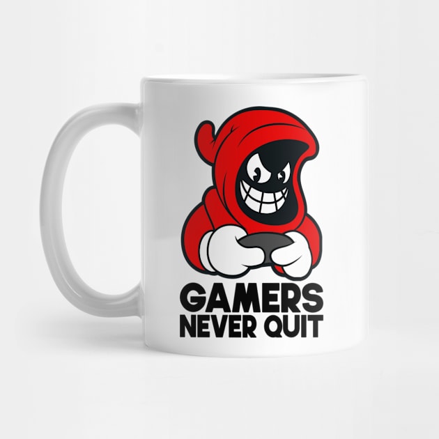 Gamers Never Quit - Gamer Quote, Video Games, Cool Gamers Saying, Gifts for Gamers, Light Colors by PorcupineTees